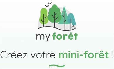 logo de my forêt avec des arbres en pictogramme